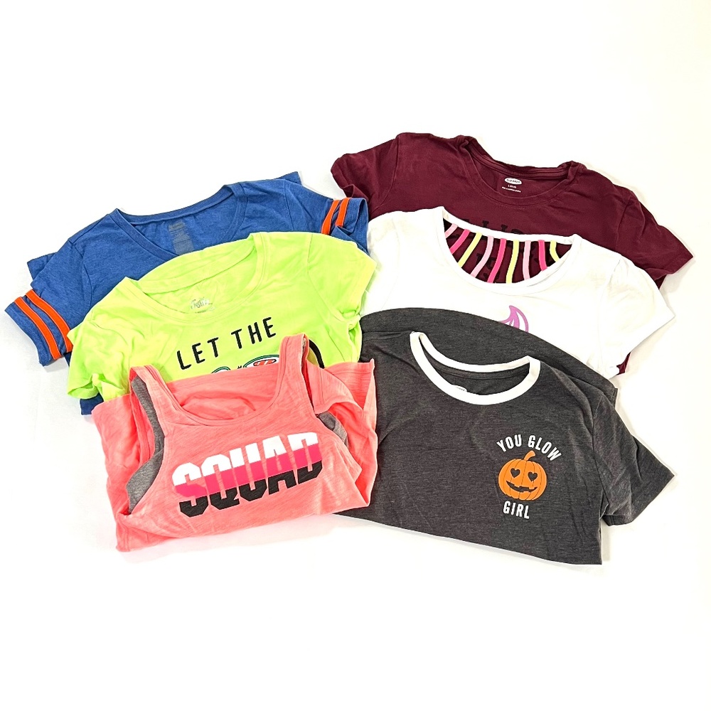 Lot of 6 Girls Old navy, Justice, Xersion, t-shirts EUC Sz 10/12 L